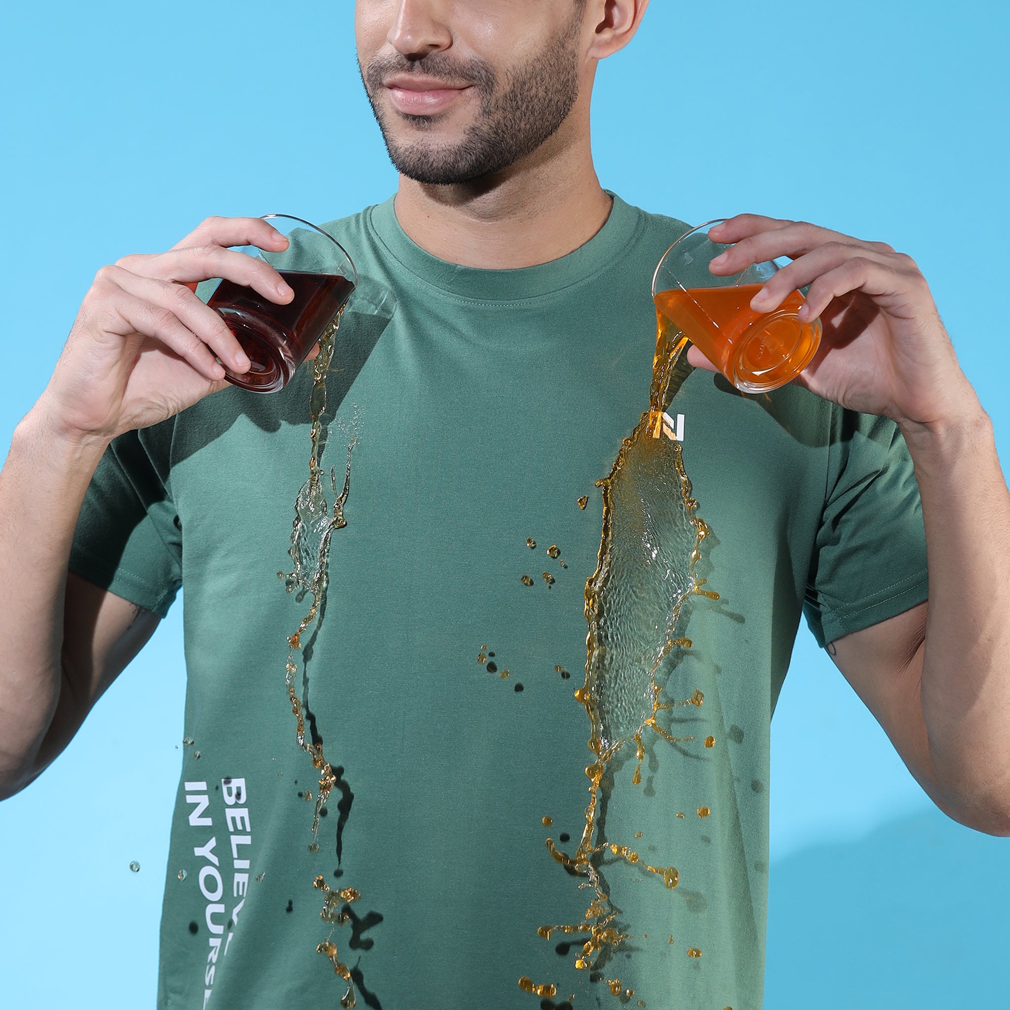 Simple Green Round neck T-Shirt