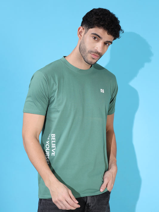 Simple Green Round neck T-Shirt