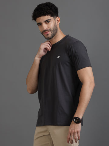 Charcoal Black Round neck T-Shirt