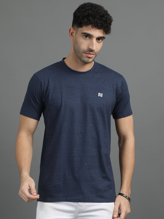 Blue mist Round neck Plain T-Shirt