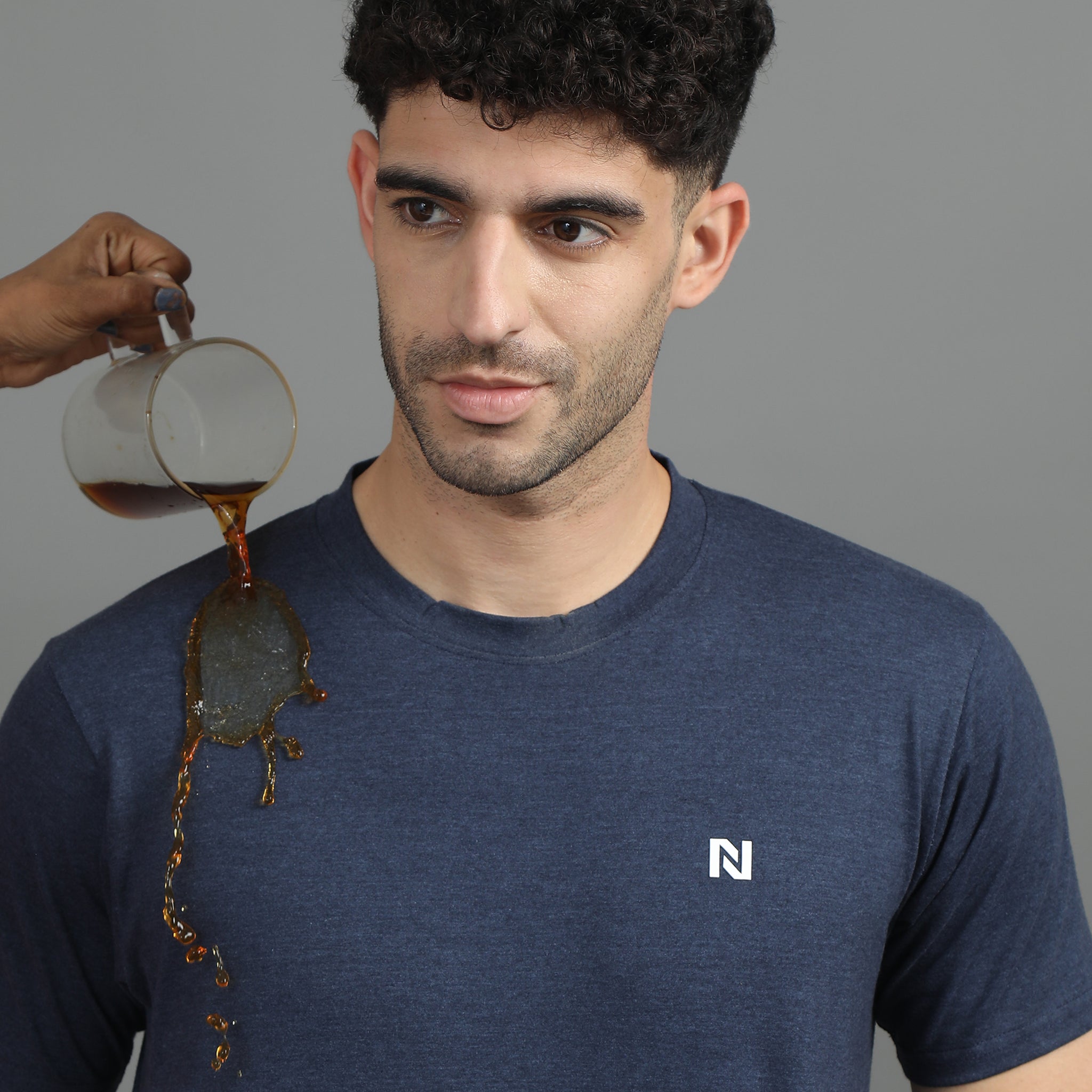 Blue mist Round neck Plain T-Shirt