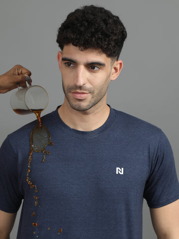Blue mist Round neck Plain T-Shirt