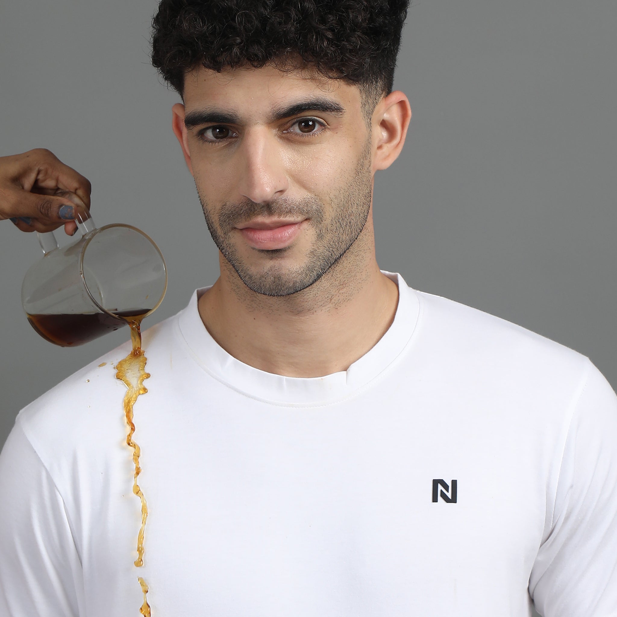 Forest white Round neck Plain T-Shirt