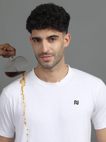 Forest white Round neck Plain T-Shirt